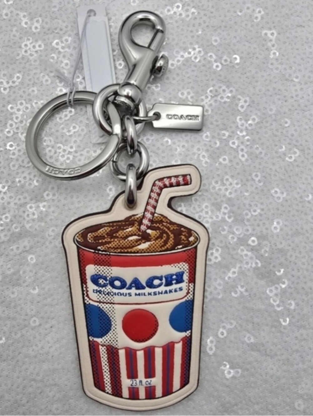 Coach Leather Milkshake Bag Charm Key Chain Bag Decor